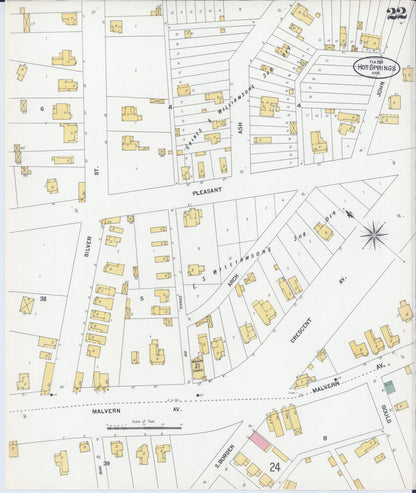 Sanborn Fire Insurance Map from Hot Springs, Garland County, Arkansas (1901), Sheet #0022 - Complete Map Set gallery image, historic Sanborn map, vintage wall art, Arkansas Arkansas