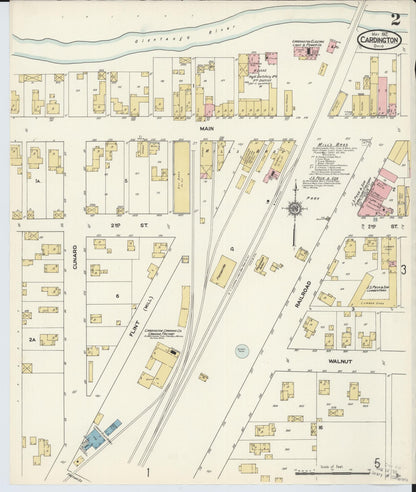 Sanborn Fire Insurance Map from Cardington, Morrow County, Ohio (1912), Sheet #0002 - Historic Sanborn Fire Insurance Map Print, vintage old map wall art, antique decor, genealogy gift, Ohio Ohio map