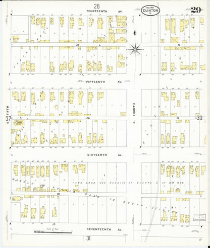 Sanborn Fire Insurance Map from Clinton, Clinton County, Iowa (1909), Sheet #0029 - Historic Sanborn Fire Insurance Map Print