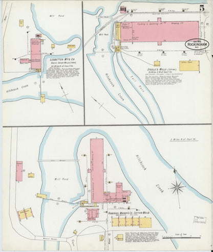 Sanborn Fire Insurance Map from Rockingham, Richmond County, North Carolina (1900), Sheet #0005 - Complete Map Set gallery image, historic Sanborn map, vintage wall art, North Carolina North Carolina