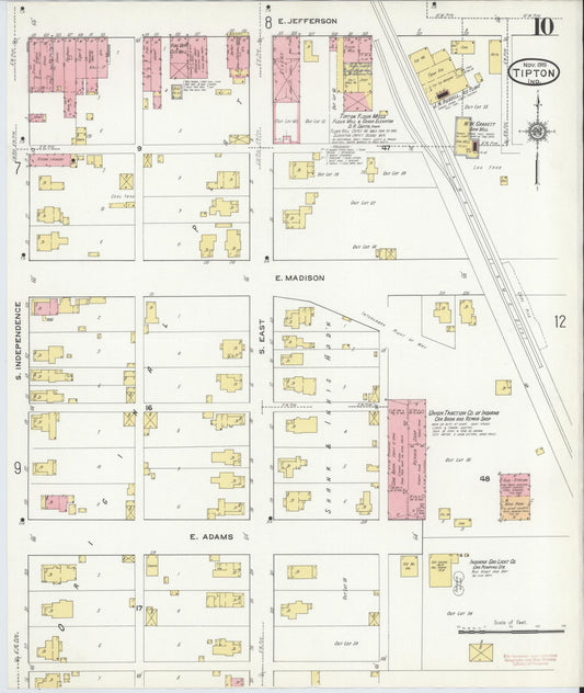 Sanborn Fire Insurance Map from Tipton, Tipton County, Indiana (1915), Sheet #0010 - Historic Sanborn Fire Insurance Map Print, vintage old map wall art, antique decor, genealogy gift, Indiana Indiana map