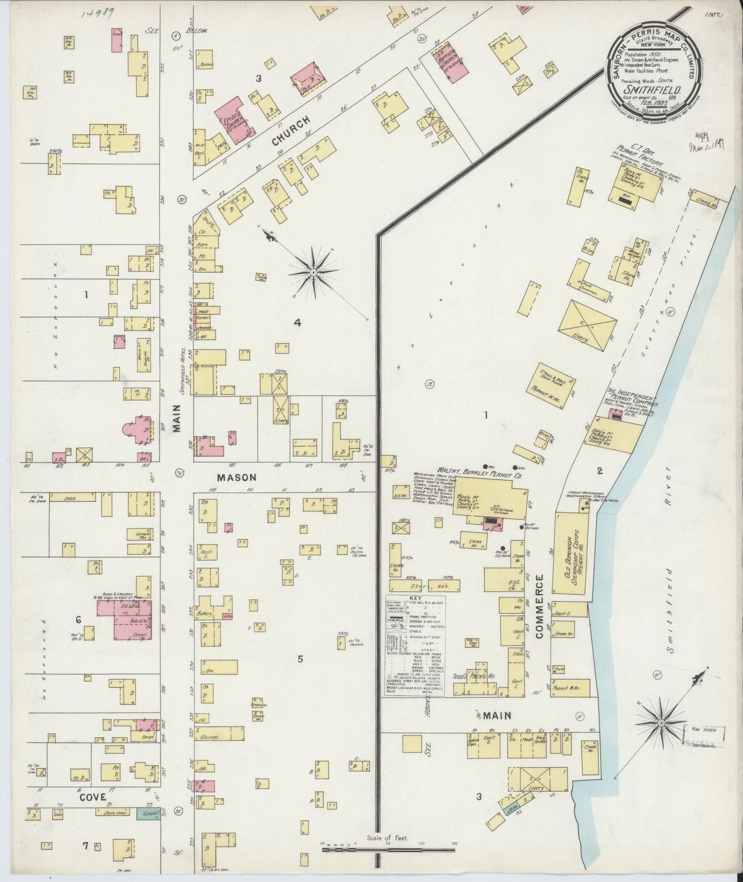 Sanborn Fire Insurance Map from Smithfield, Isle Of Wight County, Virginia. (1897) – Historic Sanborn Fire Insurance Map Print