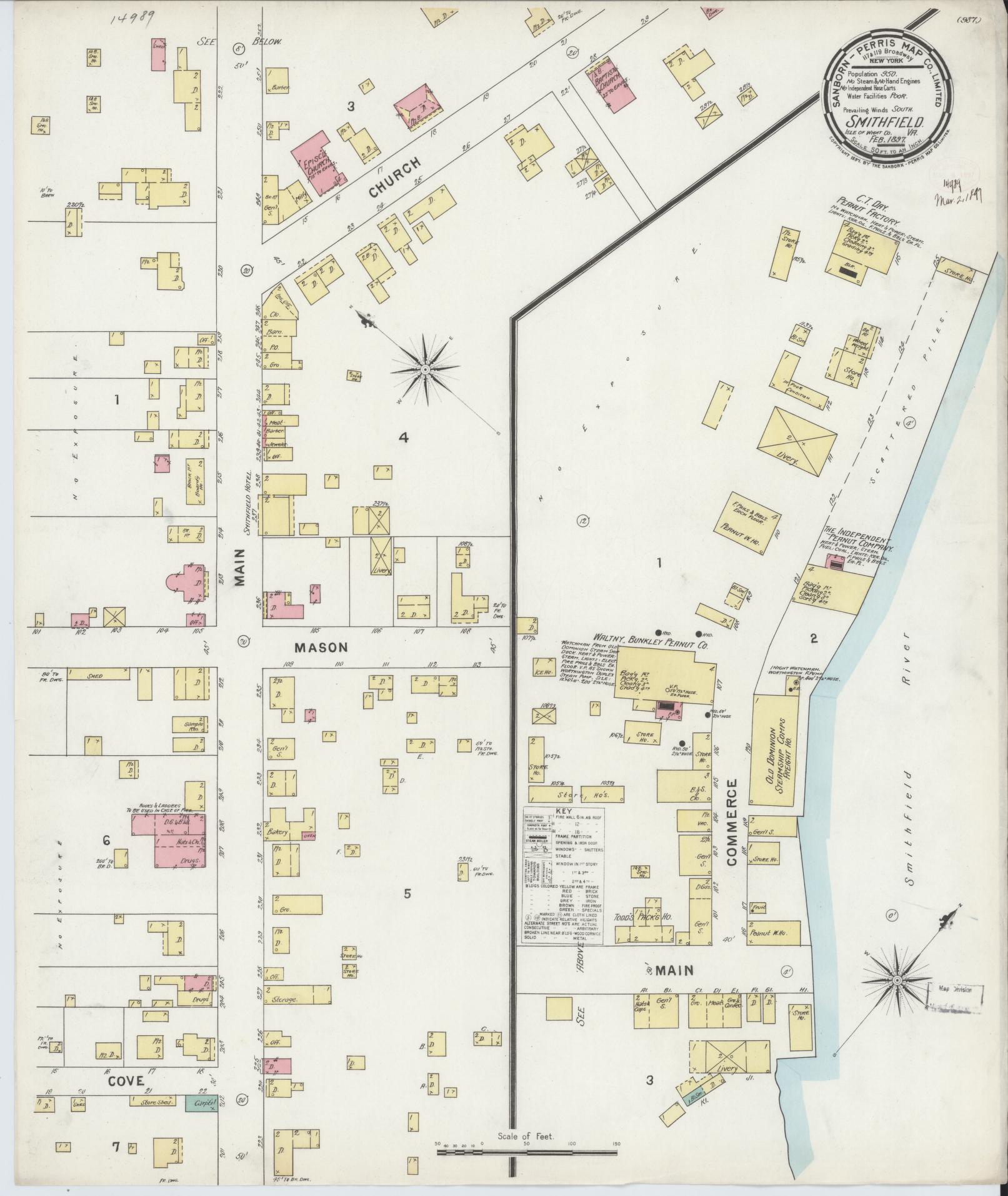 Sanborn Fire Insurance Map from Smithfield, Isle Of Wight County, Virginia. (1897) – Historic Sanborn Fire Insurance Map Print