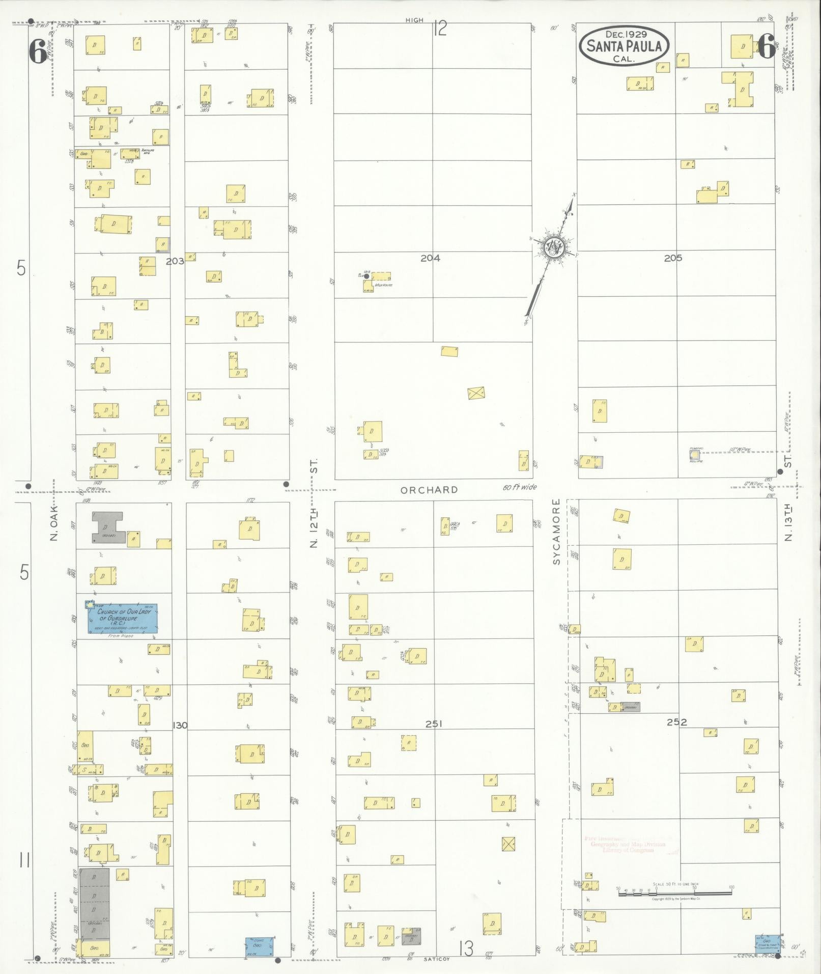 Sanborn Fire Insurance Map from Santa Paula, Ventura County, California (1929), Sheet #0006 - Complete Map Set gallery image, historic Sanborn map, vintage wall art, California California