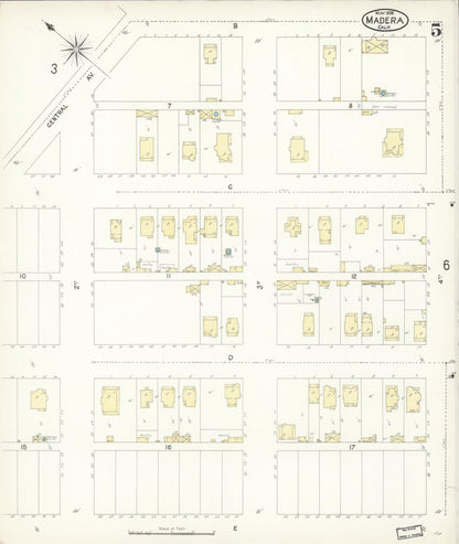 Sanborn Fire Insurance Map from Madera, Madera County, California (1898), Sheet #0005 - Historic Sanborn Fire Insurance Map Print, vintage old map wall art, antique decor, genealogy gift, California California map