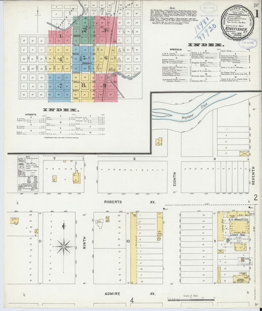 Sanborn Fire Insurance Map from Kingfisher, Kingfisher County, Oklahoma (1898), Sheet #0001 - Complete Map Set gallery image, historic Sanborn map, vintage wall art, Oklahoma Oklahoma