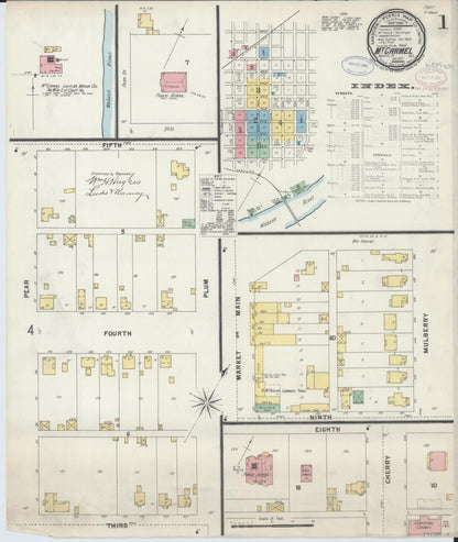Sanborn Fire Insurance Map from Mount Carmel, Wabash County, Illinois (1897), Sheet #0001 - Complete Map Set gallery image, historic Sanborn map, vintage wall art, Illinois Illinois