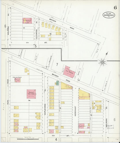 Sanborn Fire Insurance Map from Ambridge, Beaver County, Pennsylvania (1905), Sheet #0006 - Complete Map Set gallery image, historic Sanborn map, vintage wall art, Pennsylvania Pennsylvania
