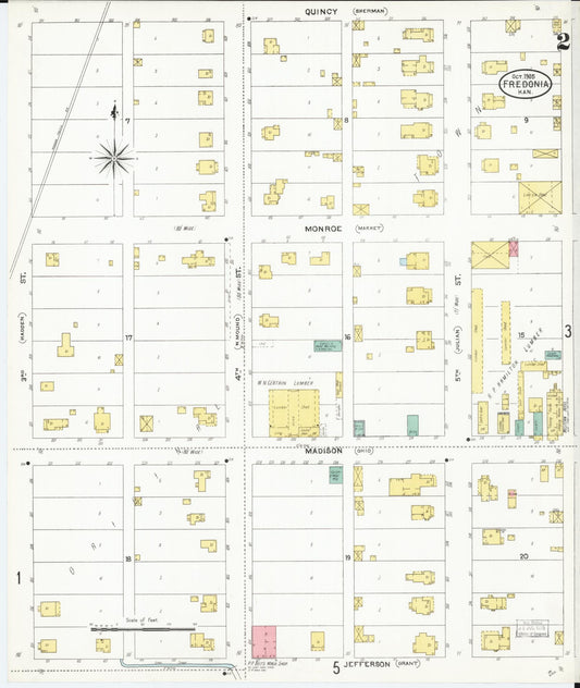 Sanborn Fire Insurance Map from Fredonia, Wilson County, Kansas (1905), Sheet #0002 - Historic Sanborn Fire Insurance Map Print, vintage old map wall art, antique decor, genealogy gift, Kansas Kansas map