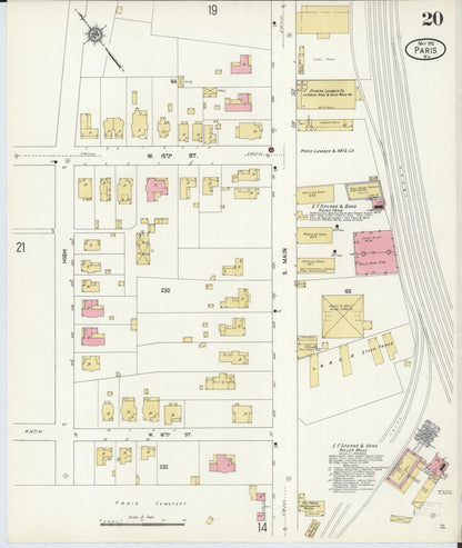 Sanborn Fire Insurance Map from Paris, Bourbon County, Kentucky (1912), Sheet #0020 - Complete Map Set gallery image, historic Sanborn map, vintage wall art, Kentucky Kentucky