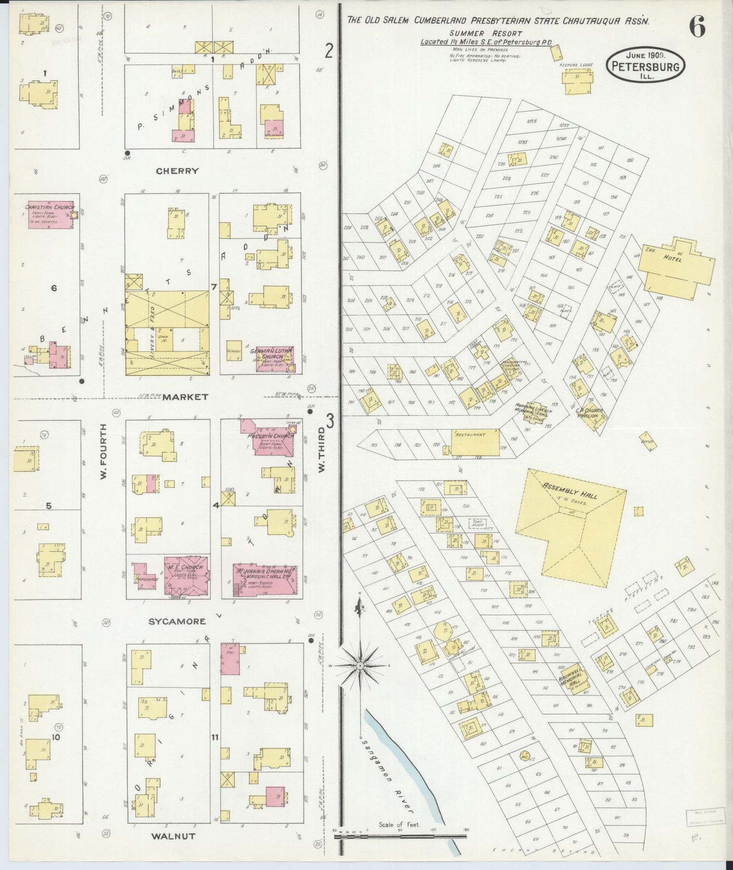 Sanborn Fire Insurance Map from Petersburg, Menard County, Illinois (1909), Sheet #0006 - Complete Map Set gallery image, historic Sanborn map, vintage wall art, Illinois Illinois