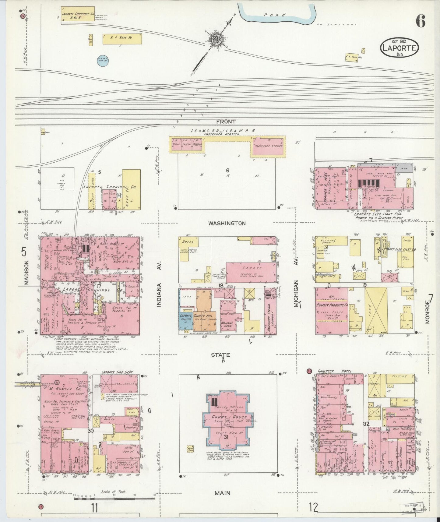 Sanborn Fire Insurance Map from La Porte, La Porte County, Indiana (1912), Sheet #0006 - Complete Map Set gallery image, historic Sanborn map, vintage wall art, Indiana Indiana