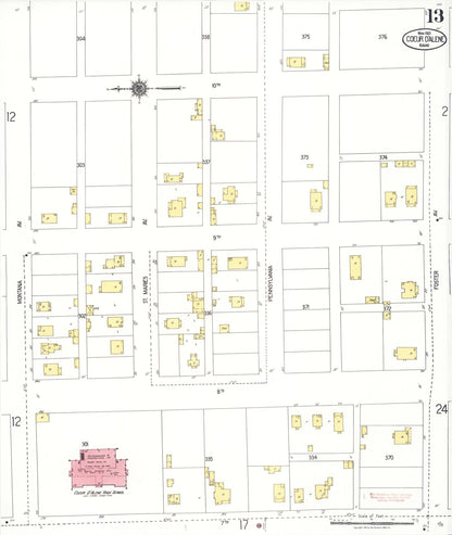 Sanborn Fire Insurance Map from Coeur D'alene, Kootenai County, Idaho (1921), Sheet #0013 - Complete Map Set gallery image, historic Sanborn map, vintage wall art, Idaho Idaho