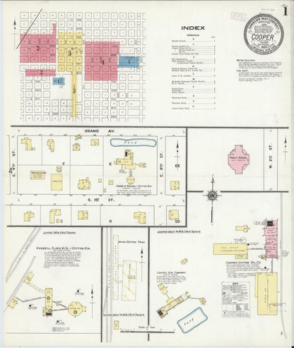 Sanborn Fire Insurance Map from Cooper, Delta County, Texas (1909), Sheet #0001 - Historic Sanborn Fire Insurance Map Print, vintage old map wall art, antique decor, genealogy gift, Texas Texas map
