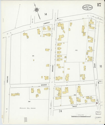 Sanborn Fire Insurance Map from Rockland, Knox County, Maine (1912), Sheet #0017 - Complete Map Set gallery image, historic Sanborn map, vintage wall art, Maine Maine