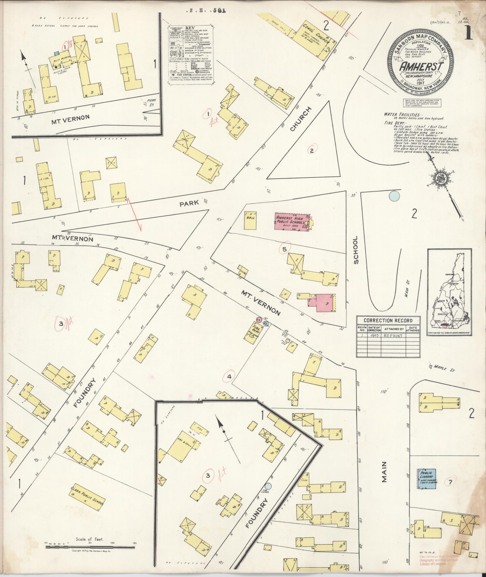 Sanborn Fire Insurance Map from Amherst, Hillsborough County, New Hampshire. (1943) – Historic Sanborn Fire Insurance Map Print