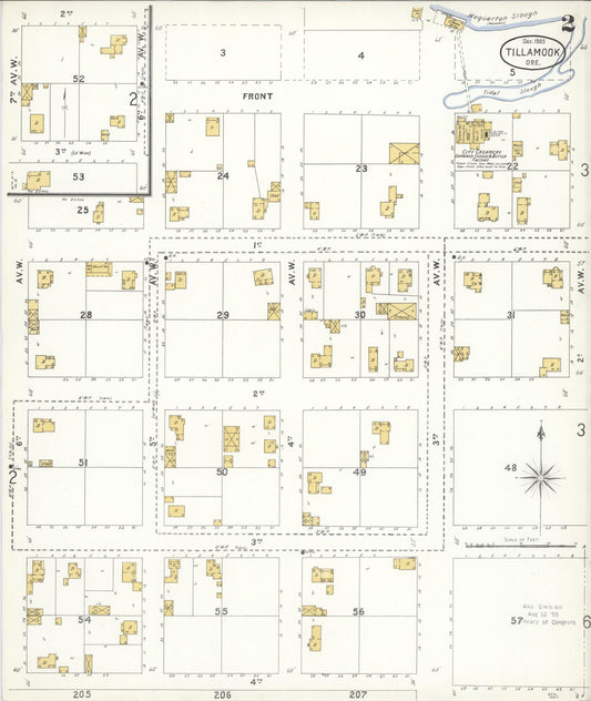 Sanborn Fire Insurance Map from Tillamook, Tillamook County, Oregon (1905), Sheet #0002 - Historic Sanborn Fire Insurance Map Print, vintage old map wall art, antique decor, genealogy gift, Oregon Oregon map