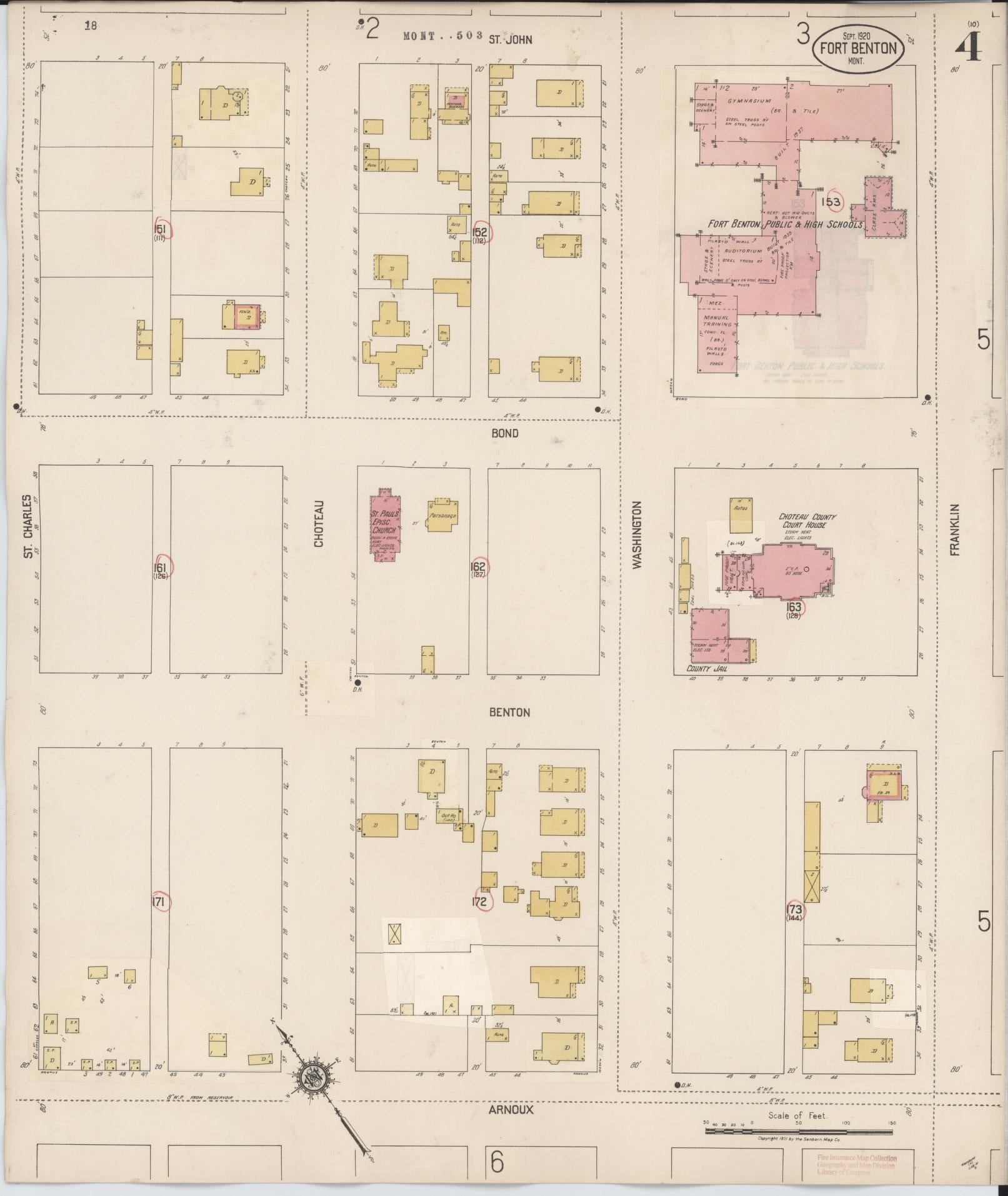 Sanborn Fire Insurance Map from Fort Benton, Chouteau County, Montana (1939), Sheet #0004 - Historic Sanborn Fire Insurance Map Print, vintage old map wall art, antique decor, genealogy gift, Montana Montana map