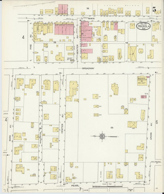 Sanborn Fire Insurance Map from Osceola, Mississippi County, Arkansas (1913), Sheet #0005 - Historic Sanborn Fire Insurance Map Print, vintage old map wall art, antique decor, genealogy gift, Arkansas Arkansas map