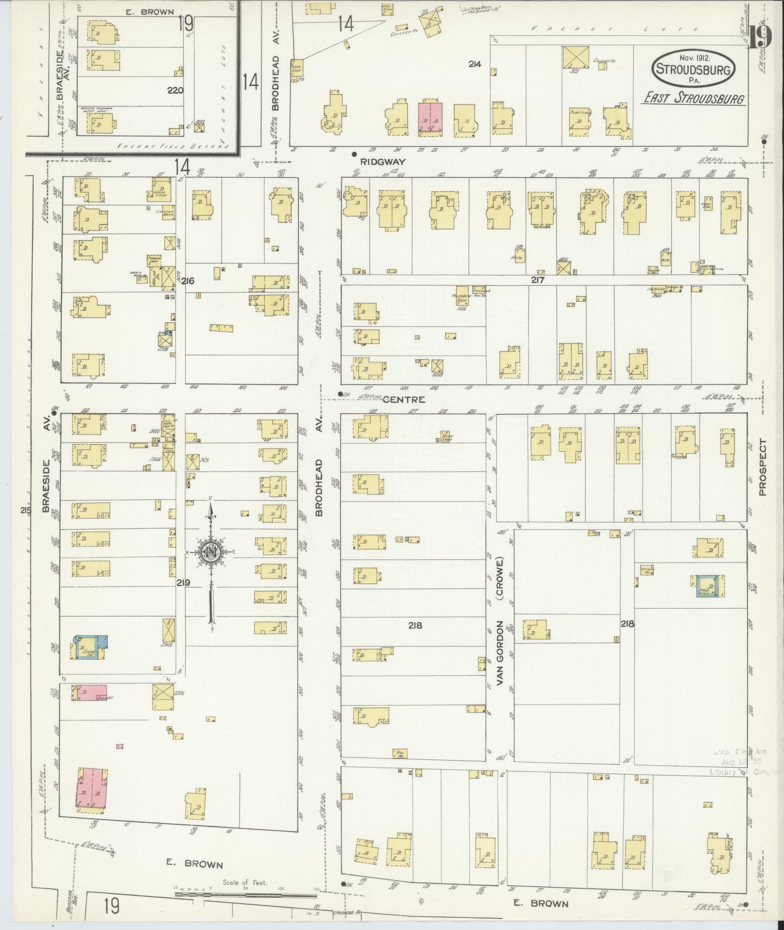 Sanborn Fire Insurance Map from Stroudsburg, Monroe County, Pennsylvania (1912), Sheet #0019 - Complete Map Set gallery image, historic Sanborn map, vintage wall art, Pennsylvania Pennsylvania