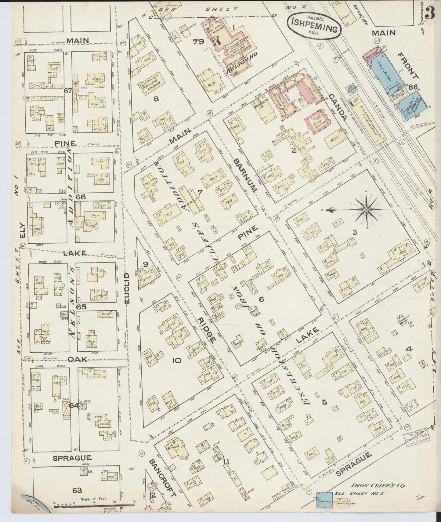 Sanborn Fire Insurance Map from Ishpeming, Marquette County, Michigan (1884), Sheet #0003 - Historic Sanborn Fire Insurance Map Print, vintage old map wall art, antique decor, genealogy gift, Michigan Michigan map