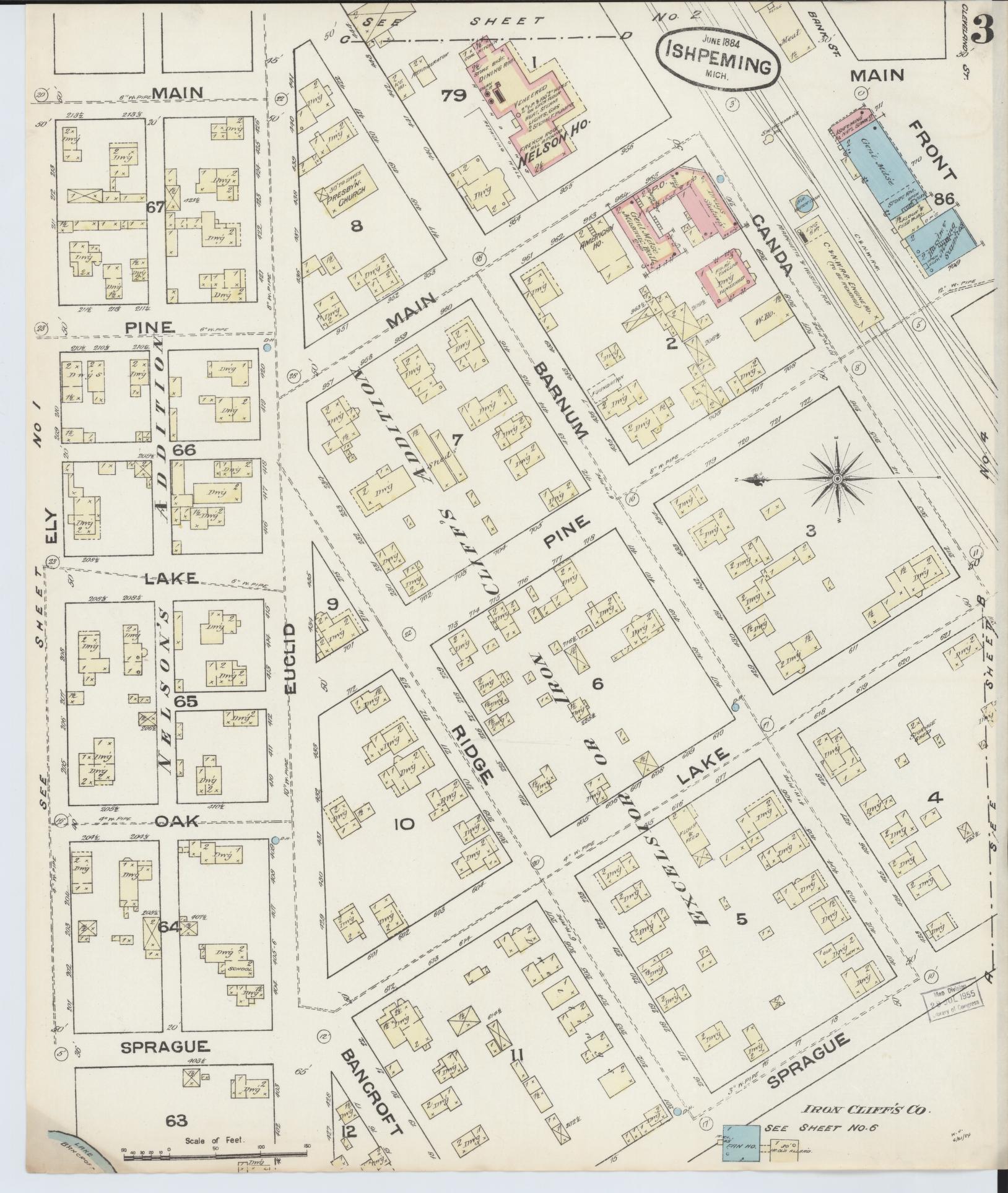 Sanborn Fire Insurance Map from Ishpeming, Marquette County, Michigan (1884), Sheet #0003 - Historic Sanborn Fire Insurance Map Print, vintage old map wall art, antique decor, genealogy gift, Michigan Michigan map