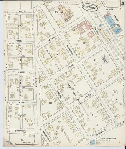 Sanborn Fire Insurance Map from Ishpeming, Marquette County, Michigan (1884), Sheet #0003 - Historic Sanborn Fire Insurance Map Print, vintage old map wall art, antique decor, genealogy gift, Michigan Michigan map