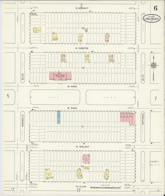 Sanborn Fire Insurance Map from Long Beach, Nassau County, New York (1914), Sheet #0006 - Historic Sanborn Fire Insurance Map Print, vintage old map wall art, antique decor, genealogy gift, New York New York map