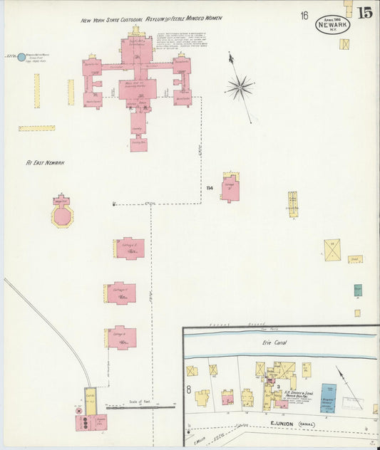 Sanborn Fire Insurance Map from Newark, Wayne County, New York (1906), Sheet #0015 - Historic Sanborn Fire Insurance Map Print, vintage old map wall art, antique decor, genealogy gift, New York New York map