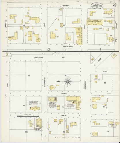 Sanborn Fire Insurance Map from Jefferson, Marion County, Texas (1901), Sheet #0004 - Historic Sanborn Fire Insurance Map Print, vintage old map wall art, antique decor, genealogy gift, Texas Texas map