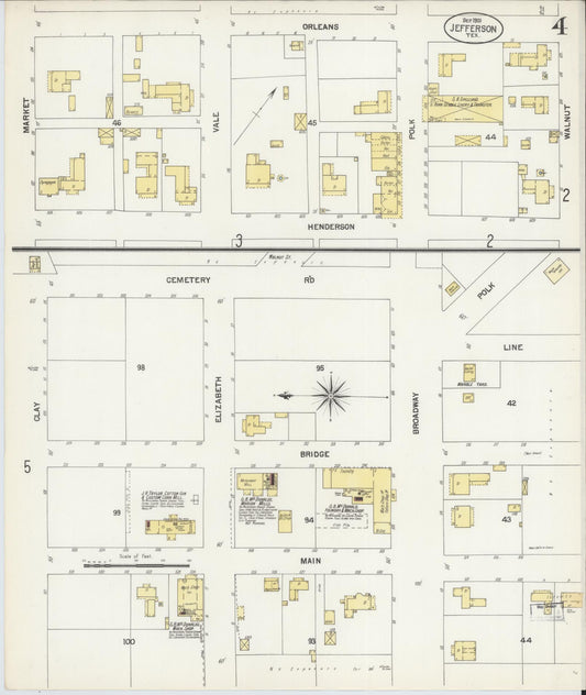Sanborn Fire Insurance Map from Jefferson, Marion County, Texas (1901), Sheet #0004 - Historic Sanborn Fire Insurance Map Print, vintage old map wall art, antique decor, genealogy gift, Texas Texas map