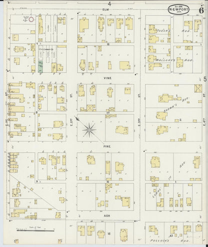 Sanborn Fire Insurance Map from Newport, Jackson County, Arkansas (1896), Sheet #0006 - Complete Map Set gallery image, historic Sanborn map, vintage wall art, Arkansas Arkansas
