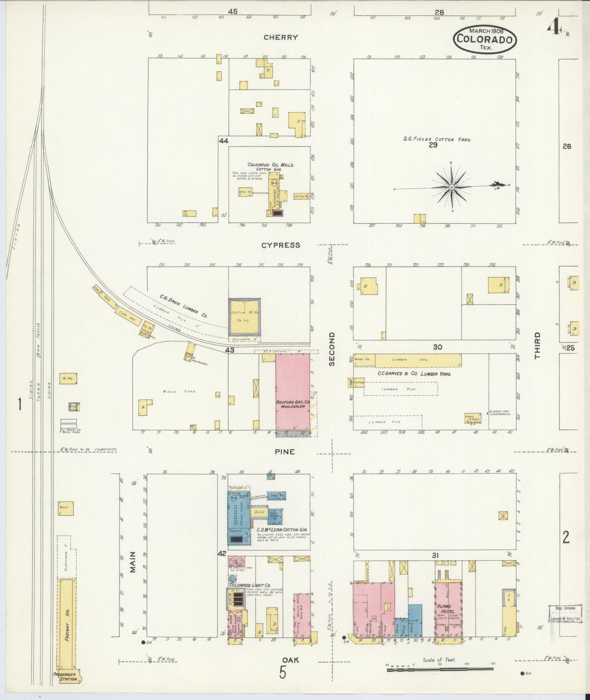 Sanborn Fire Insurance Map from Colorado, Mitchell County, Texas (1908), Sheet #0004 - Historic Sanborn Fire Insurance Map Print, vintage old map wall art, antique decor, genealogy gift, Texas Texas map