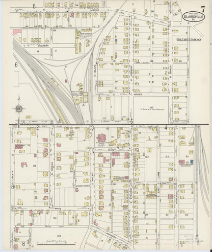 Sanborn Fire Insurance Map from Blairsville, Indiana County, Pennsylvania (1915), Sheet #0007 - Complete Map Set gallery image, historic Sanborn map, vintage wall art, Blairsville Indiana