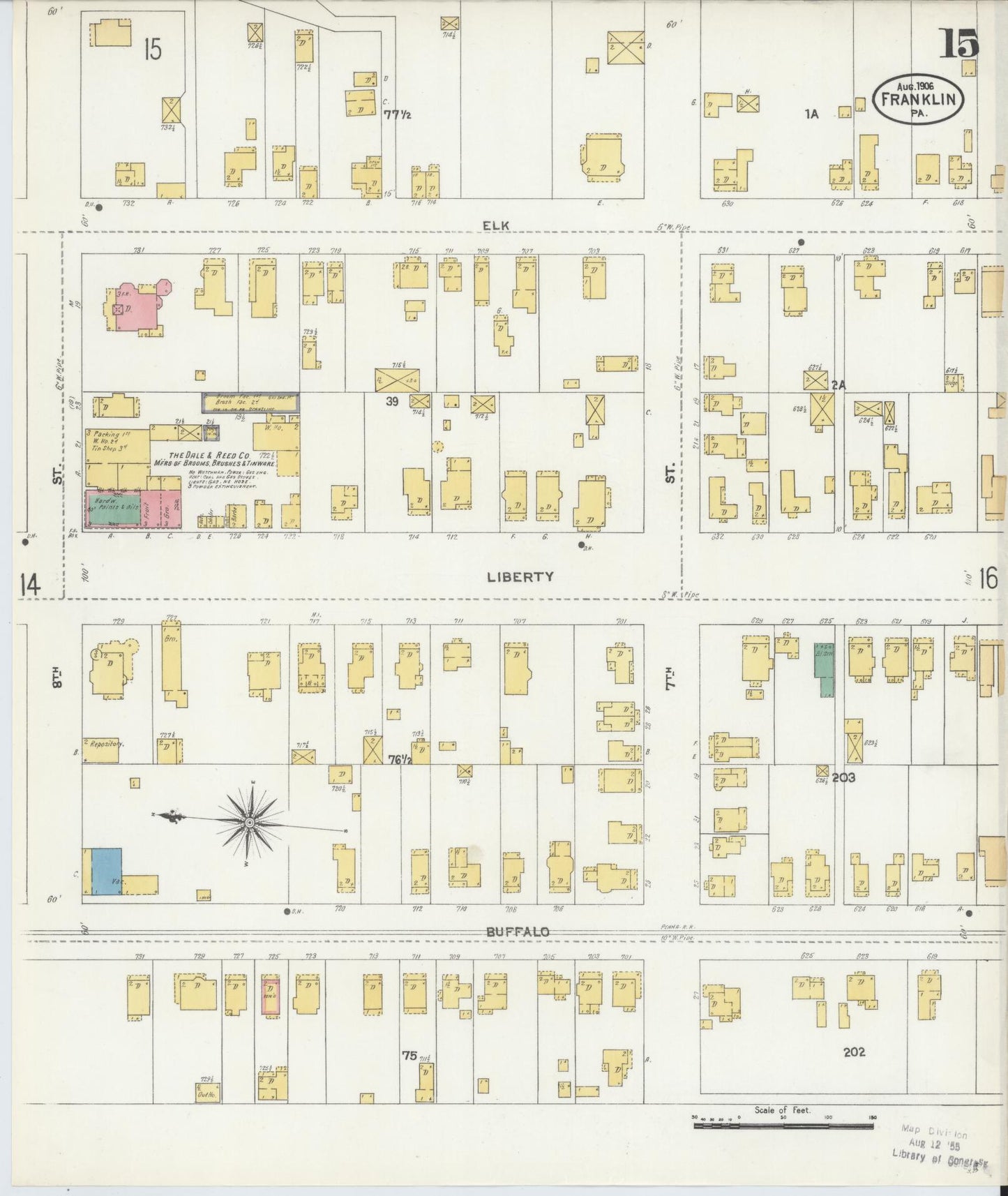 Sanborn Fire Insurance Map from Franklin, Venango County, Pennsylvania (1906), Sheet #0015 - Complete Map Set gallery image, historic Sanborn map, vintage wall art, Pennsylvania Pennsylvania