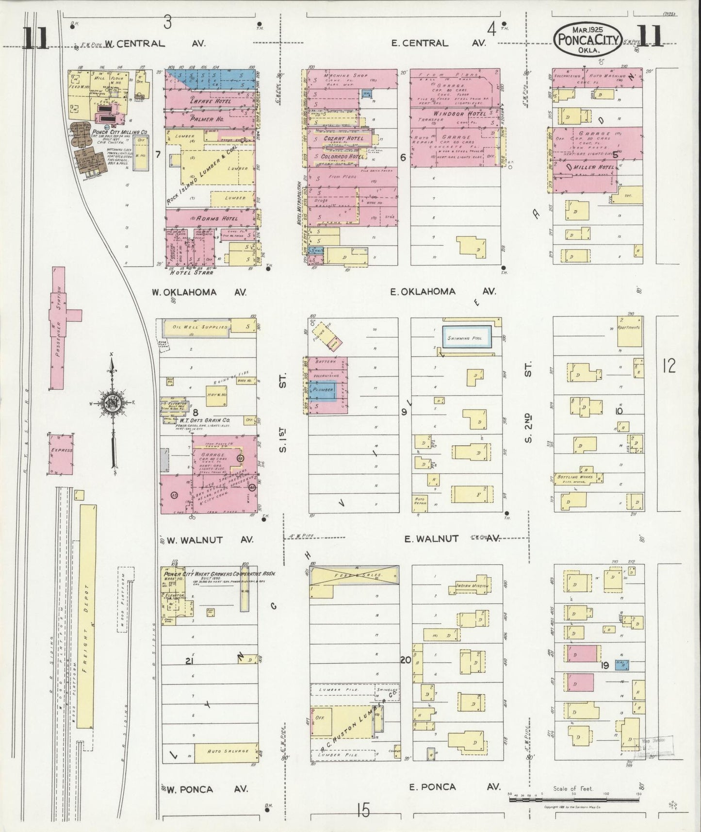 Sanborn Fire Insurance Map from Ponca City, Kay County, Oklahoma (1925), Sheet #0011 - Complete Map Set gallery image, historic Sanborn map, vintage wall art, Oklahoma Oklahoma