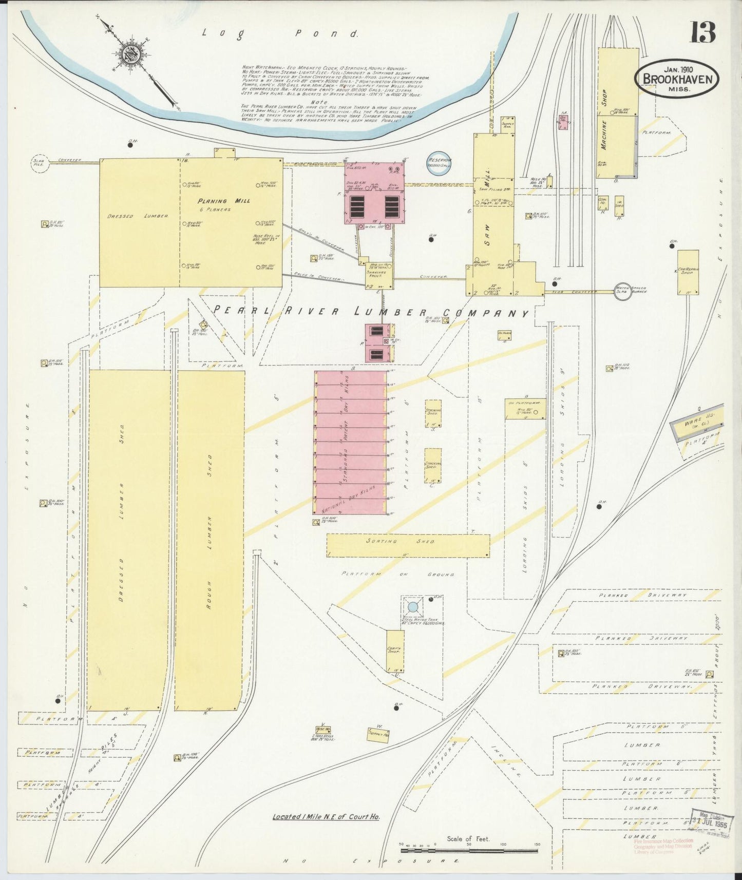 Sanborn Fire Insurance Map from Brookhaven, Lincoln County, Mississippi (1910), Sheet #0013 - Complete Map Set gallery image, historic Sanborn map, vintage wall art, Mississippi Mississippi