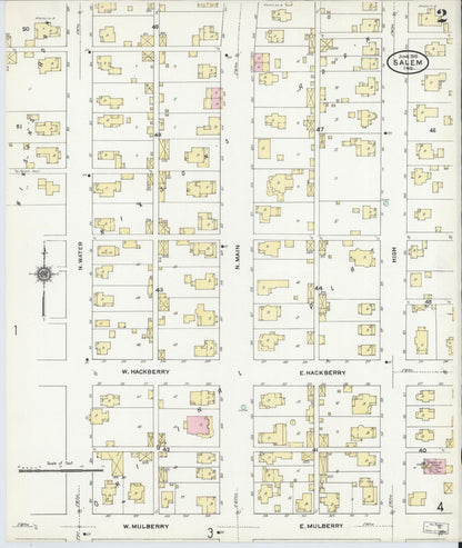 Sanborn Fire Insurance Map from Salem, Washington County, Indiana (1910), Sheet #0002 - Complete Map Set gallery image, historic Sanborn map, vintage wall art, Indiana Indiana