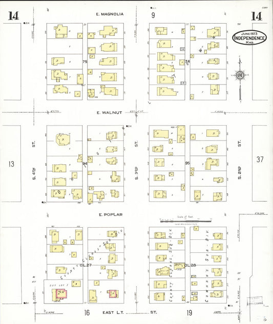 Sanborn Fire Insurance Map from Independence, Montgomery County, Kansas (1923), Sheet #0015 - Historic Sanborn Fire Insurance Map Print, vintage old map wall art, antique decor, genealogy gift, Kansas Kansas map