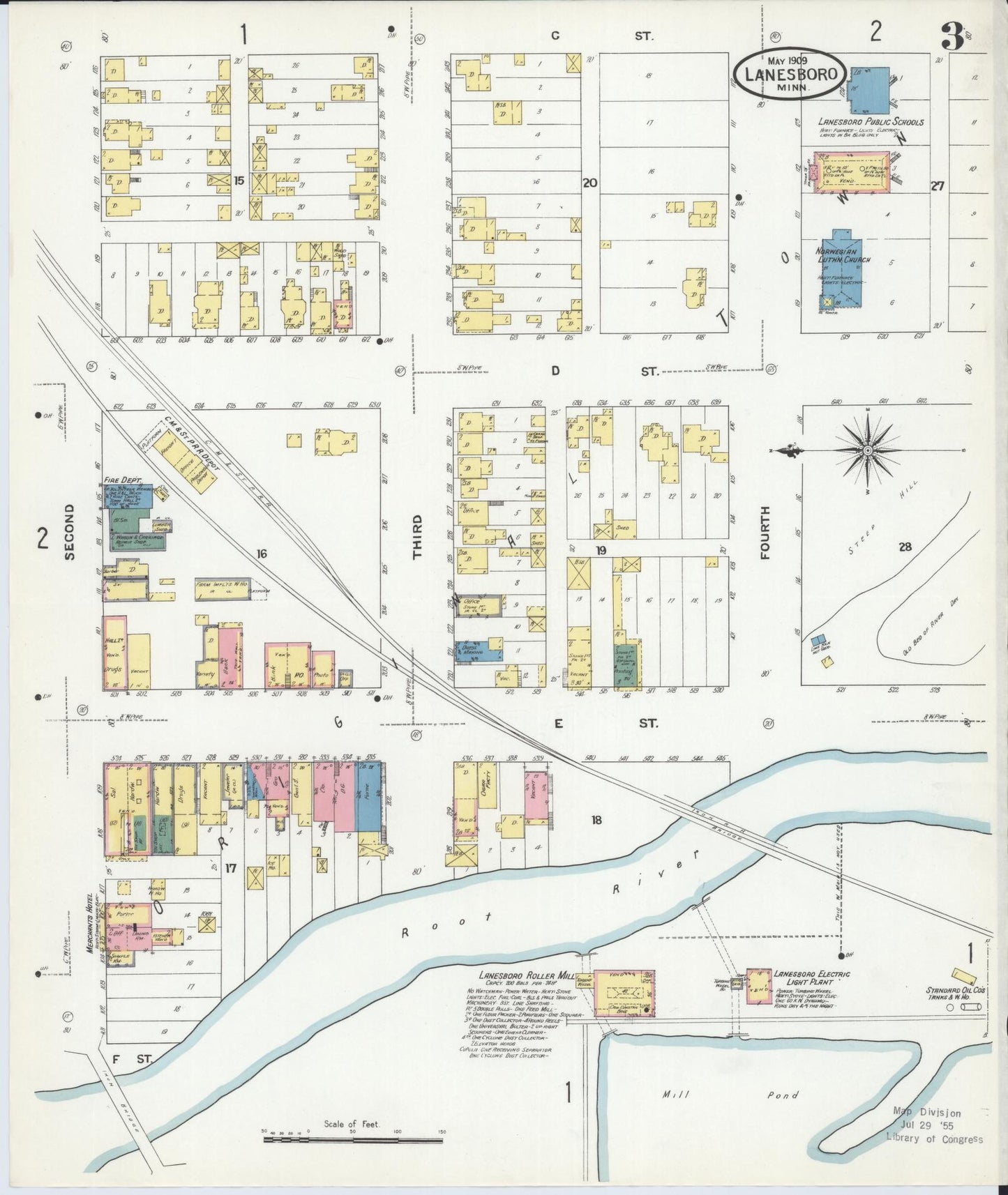 Sanborn Fire Insurance Map from Lanesboro, Fillmore County, Minnesota (1909), Sheet #0003 - Complete Map Set gallery image, historic Sanborn map, vintage wall art, Minnesota Minnesota