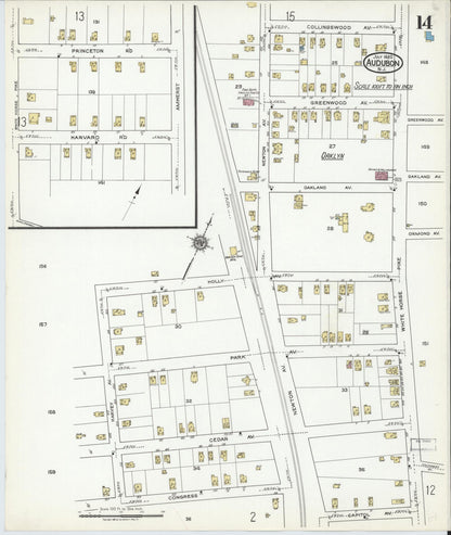 Sanborn Fire Insurance Map from Audubon, Camden County, New Jersey (1920), Sheet #0014 - Complete Map Set gallery image, historic Sanborn map, vintage wall art, New Jersey New Jersey