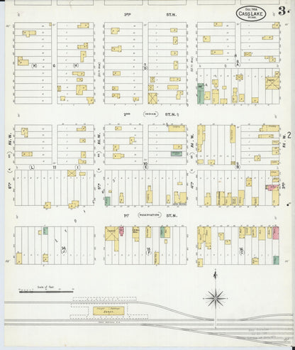 Sanborn Fire Insurance Map from Cass Lake, Cass County, Minnesota (1904), Sheet #0003 - Complete Map Set gallery image, historic Sanborn map, vintage wall art, Minnesota Minnesota
