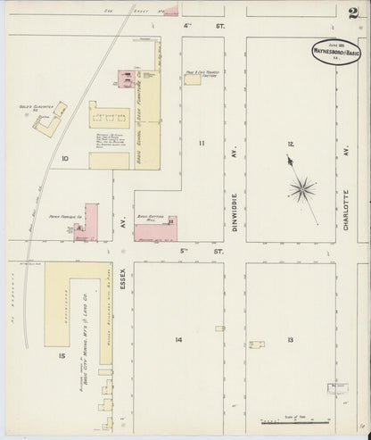 Sanborn Fire Insurance Map from Waynesboro, Independent Cities, Virginia (1891), Sheet #0002 - Complete Map Set gallery image, historic Sanborn map, vintage wall art, Virginia Virginia