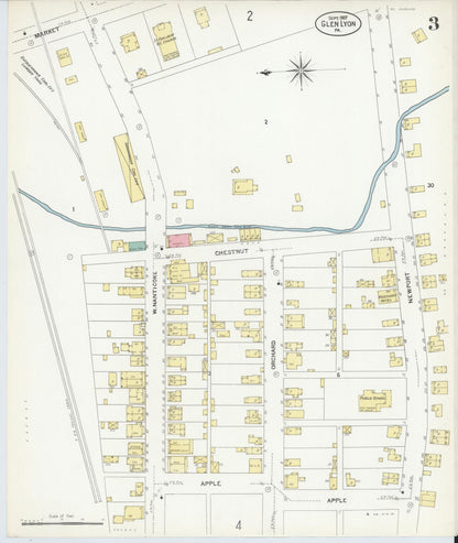 Sanborn Fire Insurance Map from Glen Lyon, Luzerne County, Pennsylvania (1907), Sheet #0003 - Historic Sanborn Fire Insurance Map Print, vintage old map wall art, antique decor, genealogy gift, Pennsylvania Pennsylvania map