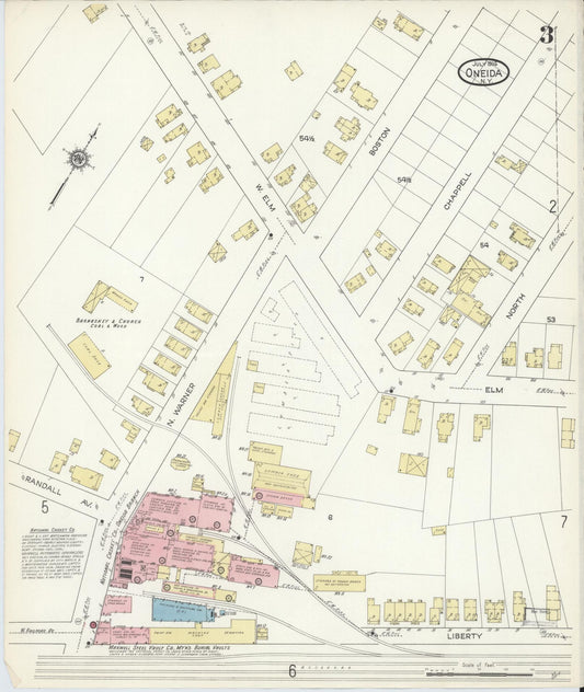 Sanborn Fire Insurance Map from Oneida, Madison County, New York (1914), Sheet #0003 - Historic Sanborn Fire Insurance Map Print, vintage old map wall art, antique decor, genealogy gift, New York New York map