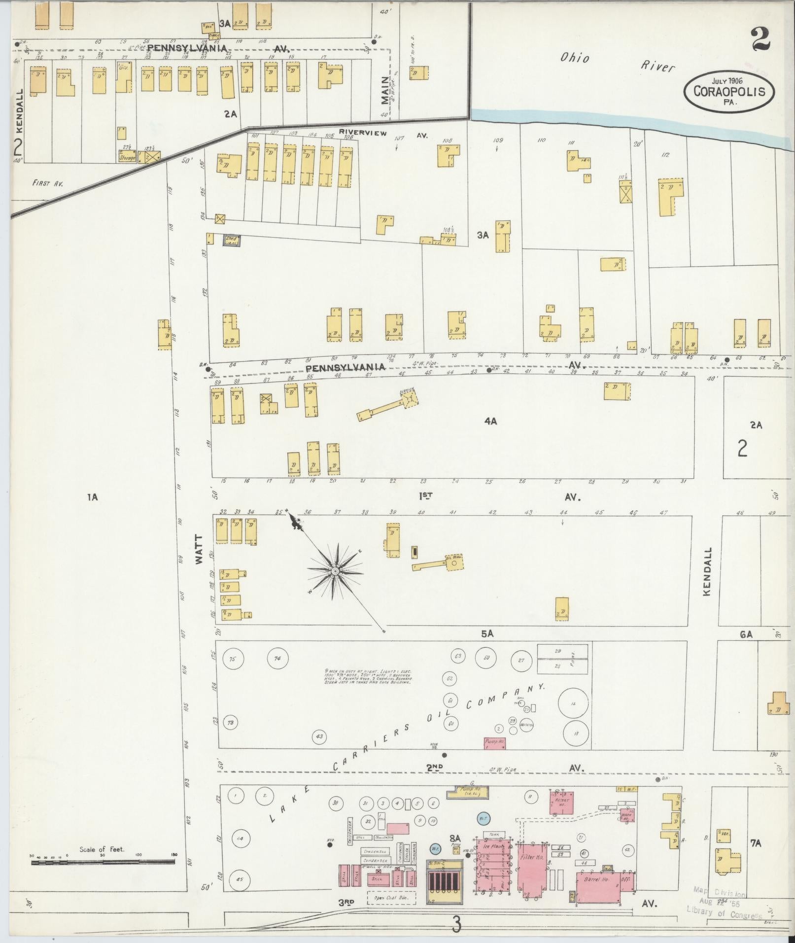 Sanborn Fire Insurance Map from Coraopolis, Allegheny County, Pennsylvania (1906), Sheet #0002 - Historic Sanborn Fire Insurance Map Print, vintage old map wall art, antique decor, genealogy gift, Pennsylvania Pennsylvania map