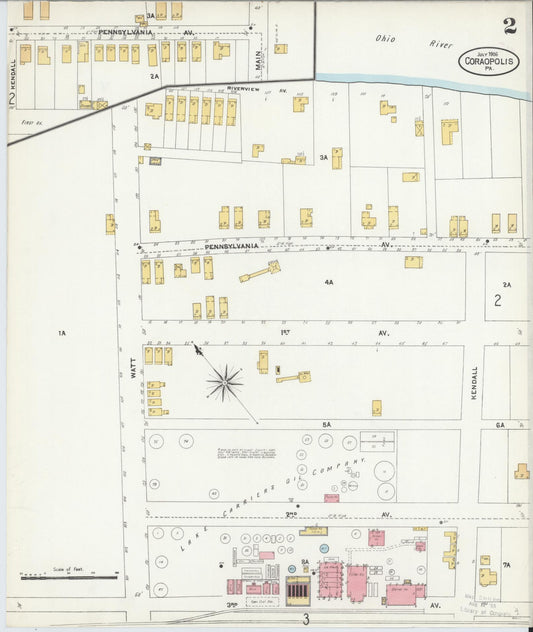 Sanborn Fire Insurance Map from Coraopolis, Allegheny County, Pennsylvania (1906), Sheet #0002 - Historic Sanborn Fire Insurance Map Print, vintage old map wall art, antique decor, genealogy gift, Pennsylvania Pennsylvania map