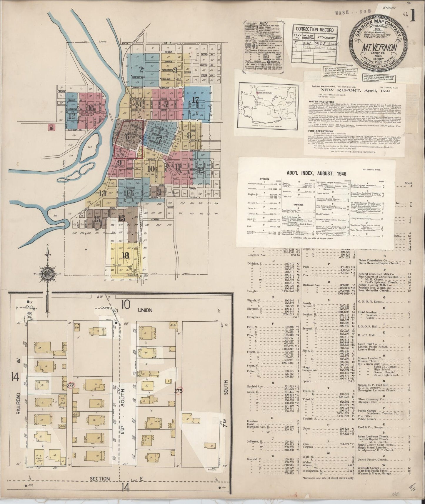 Sanborn Fire Insurance Map from Mount Vernon, Skagit County, Washington (1948), Sheet #0001 - Complete Map Set gallery image, historic Sanborn map, vintage wall art, Washington Washington