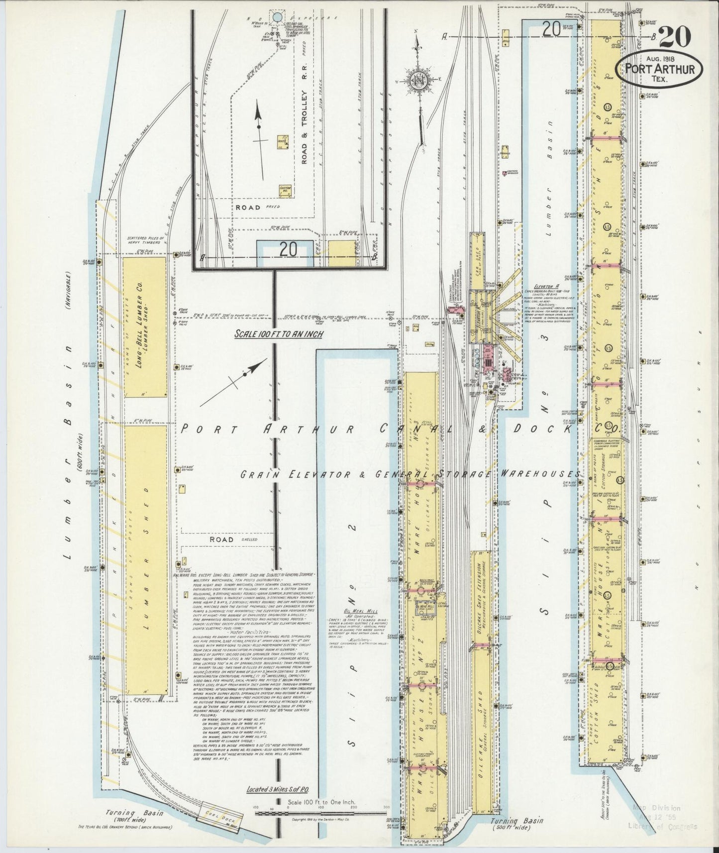 Sanborn Fire Insurance Map from Port Arthur, Jefferson County, Texas (1918), Sheet #0020 - Historic Sanborn Fire Insurance Map Print, vintage old map wall art, antique decor, genealogy gift, Texas Texas map