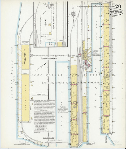 Sanborn Fire Insurance Map from Port Arthur, Jefferson County, Texas (1918), Sheet #0020 - Historic Sanborn Fire Insurance Map Print, vintage old map wall art, antique decor, genealogy gift, Texas Texas map